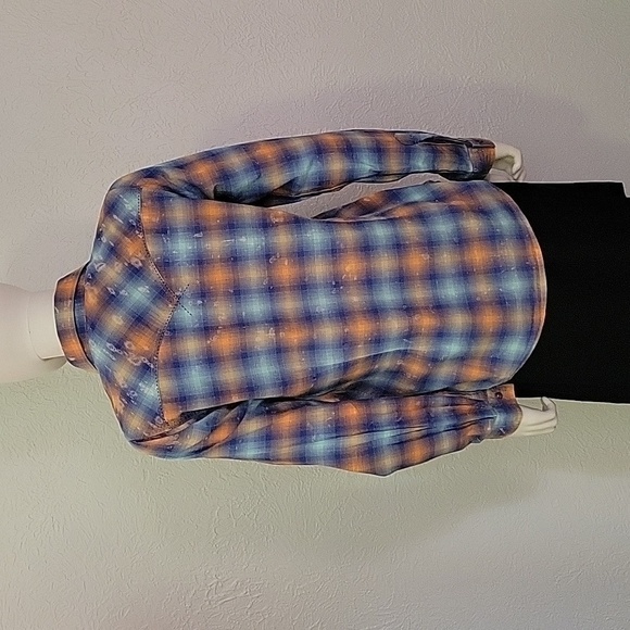 TWENTY X Plaid Bleached Snap Button Down Western Rockabilly Rodeo Shirt - Picture 5 of 6